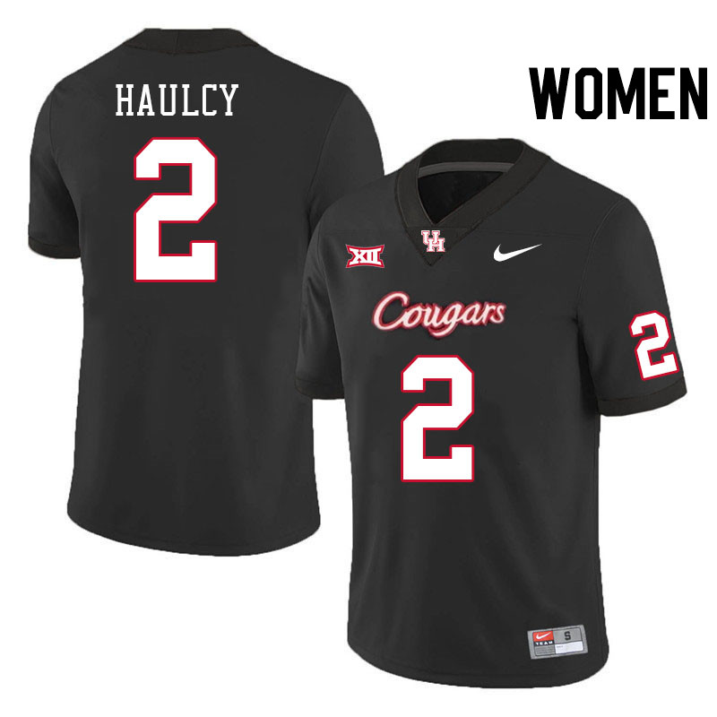 Women #2 A.J. Haulcy Houston Cougars College Football Jerseys Stitched-Black